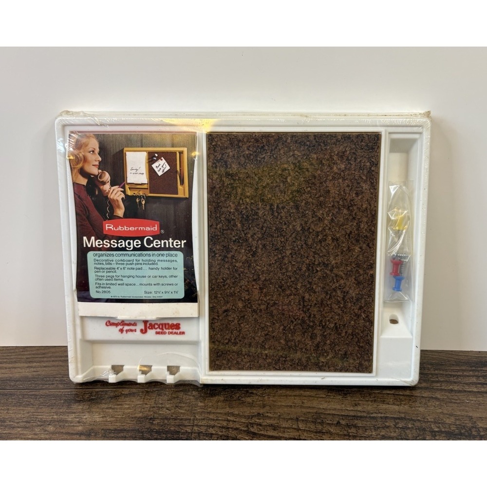 Vintage Rubbermaid Message Center Corkboard Jacques Seed Dealer Plastic 1975